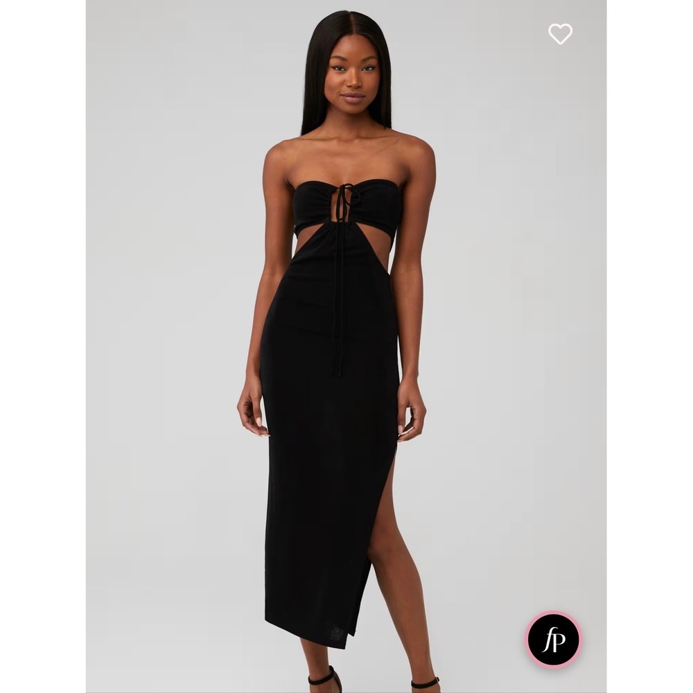 Runaway‎ the Label Black Jodi Midi Dress Strapless Ruched Slit Size US 10 XL